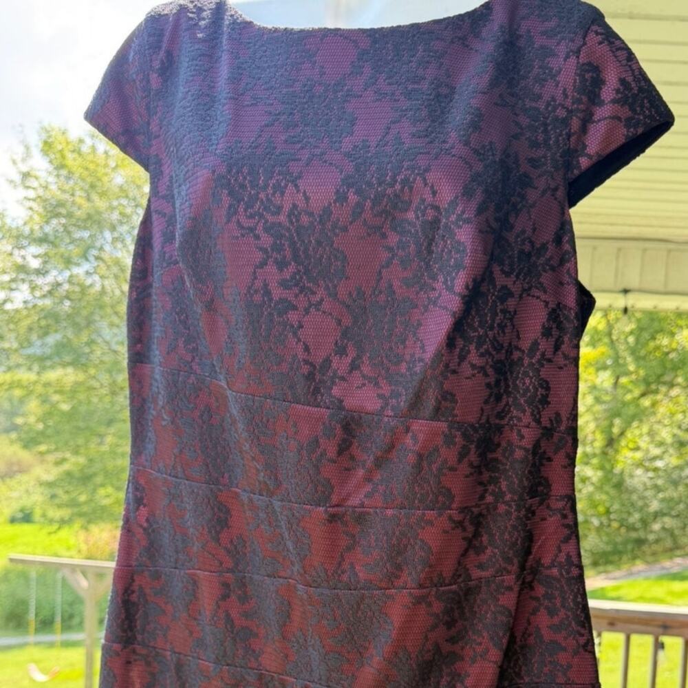 Dark Romantic AGB Wine w/ Floral Black Lace Overlay Dress 12 Romantic Goth Moody